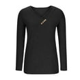 thumbnail image 4 of Lmnyox Women's Solid Fashion Shirts Ribbed Loose Long Sleeve V Neck Button Tunic Blouses Casual Dressy Tops, 4 of 8