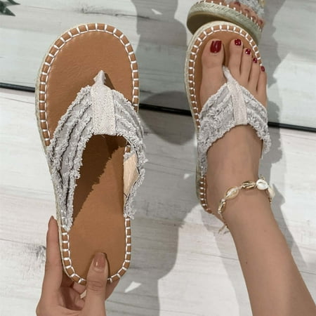 

Rdeuod Women s Sandals Casual Flat Straw Sandals Fisherman s Shoes Retro Beach Style Sandals and Slippers Large Size Women s Shoes Women s Shoes