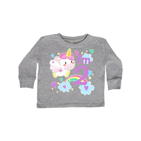 

Inktastic I m Two- cute unicorn birthday Gift Toddler Boy or Toddler Girl Long Sleeve T-Shirt