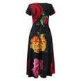 thumbnail image 4 of Ichaunyi Summer Dresses Women's Short Sleeve Round Neck Casual Fashion Party Daily Elegant Printing Dress, 4 of 5