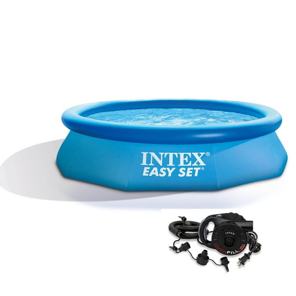 Intex 10ft x 30in Easy Set Inflatable Above Ground Swimming Pool with Air Pump - Walmart.com