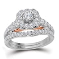 thumbnail image 2 of 14k White Gold Womens Round Diamond Bellissimo Bridal Wedding Engagement Ring Band Set 1.00 Cttw, 2 of 3