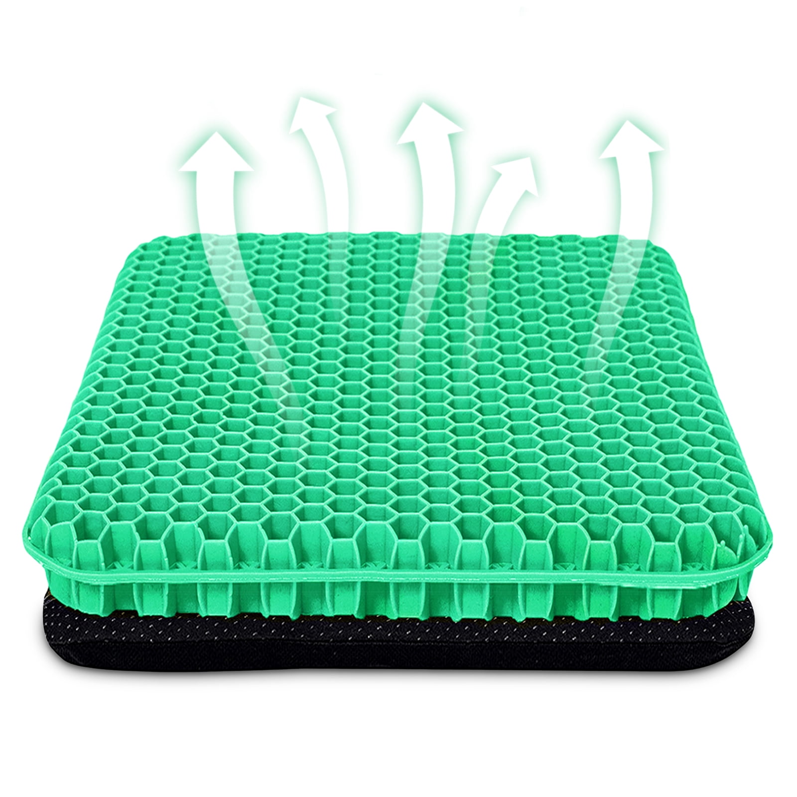 Gel Support Seat Cushion with NonSlip Breathable Cover 16.5"x14.6" Ergonomic