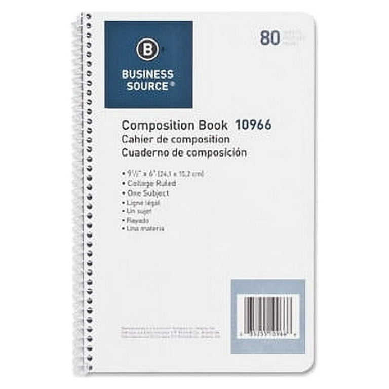 Business Source College Ruled Composition Books - 80 Sheets - Wire Bound - 16 lb Basis Weight - 6 Business Source College Ruled Composition Books - 80 Sheets - Wire Bound - 16 lb Basis Weight - 6