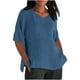 thumbnail image 1 of Vestidos Casuales Para Mujer, Blusas De Mujer De Moda Blusa de verano para mujer, con cuello en V, manga corta, holgada, con botones y lino, 1 of 5