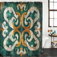 thumbnail image 2 of Xipuska Green Burnt Orange Flowers Shower Curtain - Water Repellent Fabric Shower Curtains Washable, Boho Ethnic Abstract Retro Decorative Polyester Cloth Bathroom Curtains Modern Bath Decor 36"x72", 2 of 6