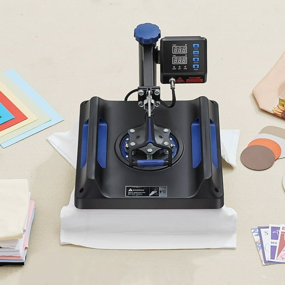 15x15 Inch Blue Heat Press Machine - 8-in-1 Sublimation Kit for DIY T-Shirts, Mugs, Caps
