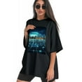 thumbnail image 3 of Plus Size Shirt for Women Black Tops for Women Short Sleeves Shirt for Women Future Cities T Shirt Crewneck Shirt for Women XS, 3 of 5