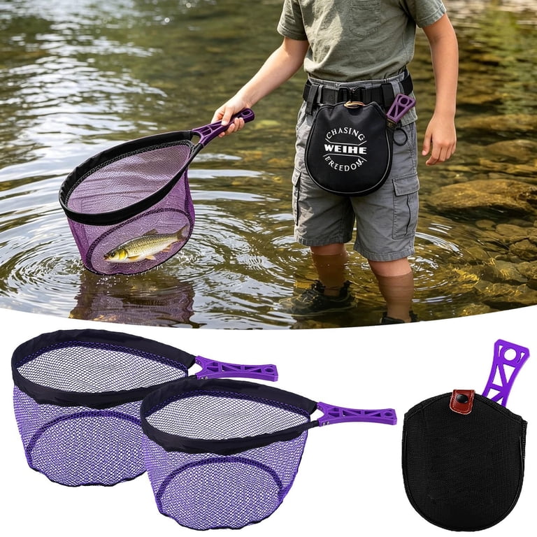 best rated folding fish net for kayaks Landing Net â€“ Foldable Elastic Mesh Fishing Net with Non- Handle,  19.7x7.8x11.4 Inch Portable Catch Net for Pond Lake Sea Saltwater Boat  Kayak, for