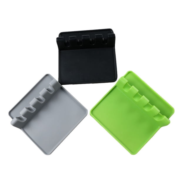 Soporte de silicona para utensilios con almohadilla de goteo para múltiples utensilios, soporte para utensilios de cocina para cucharas, cucharones, pinzas y más 3 piezas brillar Hogar