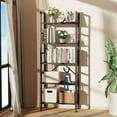 thumbnail image 2 of 5 Shelf Bookcase, Modern Industrial Storage Organizer for Books, Movies & CDs, for Home Office, Living Room, Bedroom, Kitchen,Black, 2 of 6