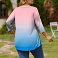 thumbnail image 3 of T-Shirt pour Femmes Coupe Ample Décontractée Manches 3/4 Col Rond Imprimé Grande Taille avec Motif Dégradé pour Usage Quotidien, 3 of 6