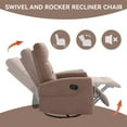 thumbnail image 3 of 360°Swivel Rocker Recliner, PAPROOS Small Rocking Recliner Chair for Small Spaces, Home Theater Recliner with 2 Side Pockets, Nursery Glider Recliner, Manual Recliner for Adult for Living Room, Brown, 3 of 9