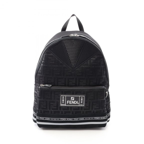 Pre-Owned Fendi Zucca Mesh Backpack/Handbag, Suede Fabric, Men's/Women's, Black, 7VZ042