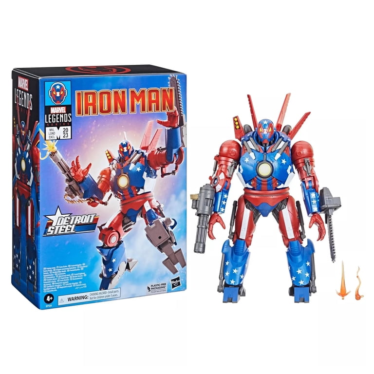 Marvel, Iron Man Action Figure, Detroit Steel, 9 Inch, Red