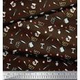 thumbnail image 3 of Soimoi Brown Cotton Duck Fabric Lets Bake Kitchen Print Fabric by Yard 42 Inch Wide, 3 of 3