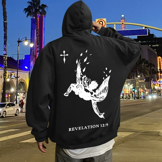 MHFRRA Sudadera con Capucha y Estampado Gráfico de Moda para Uso Informal y Actividades Al Aire Libre Negro