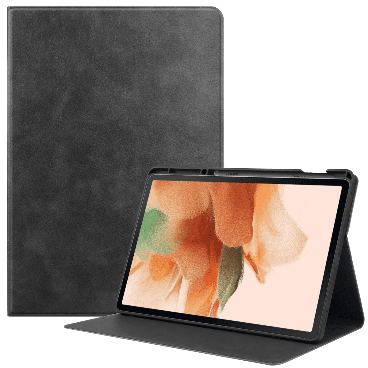 For Samsung TAB S7 FE tablet case S7 lite T730/T736 case 12.4 inch leather case black