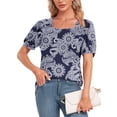 thumbnail image 3 of DreamFish Womens Summer Tops Casual Tunic Square Neck Puff Sleeve Tops Floral Printed Blouse, 3 of 6