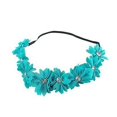thumbnail image 3 of Art Attack Braided Chiffon Crystal Stone Floral Flower Crown Stretch Festival Headband (Turqoise), 3 of 3