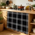 thumbnail image 5 of Black Checkered Cabinet Curtains 35"W x 35"L, Farmhouse Buffalo Plaid Modern Sink Skirt for Bathroom Vanity Kitchen Self Adhesive, Dust-Proof Privacy Curtain for Shelves Closet Laundry Room Pantry, 5 of 9
