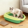 thumbnail image 2 of Open Cat Litter Box with Scoop, Low Entry Litter Pan for Kittens, Adult Cats, and Small Animals like Rabbits, Easy to Clean Pet Toilet Supply, 2 of 5
