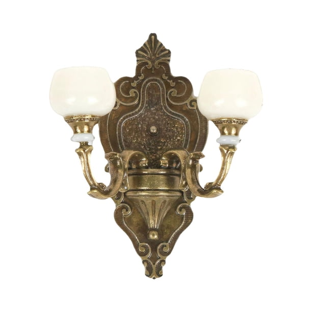 Lámpara de pared para casa de muñecas 1:12, juguete para juego de imitación, decoración para casa de muñecas, escena de la vida, muebles para casa de Lámpara doble de bronce