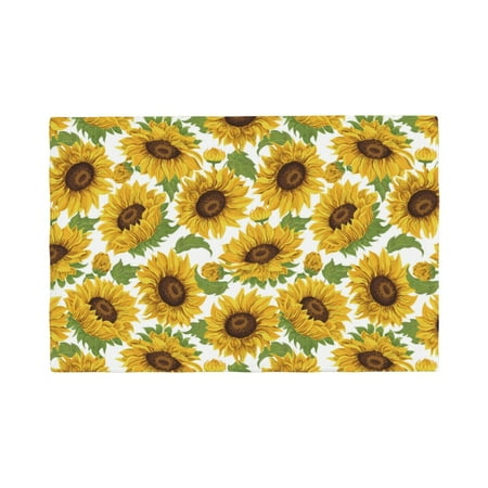

Table Placemats Set of 4 - Sunflowers Aesthetic Floral 12x18 In Faux Linen Double Heat Resistant Place Mats Cloth Indoor/Outdoor Placemats Washable Table Mats for Dining Kitchen Party