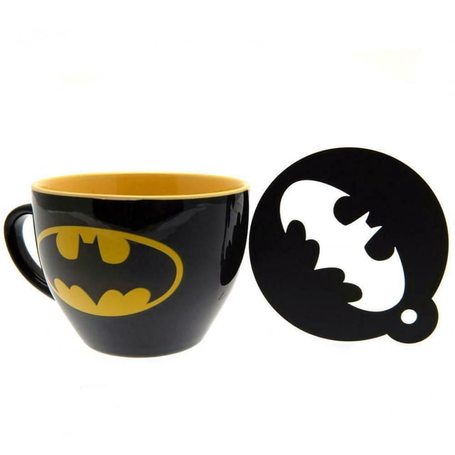Batman - Set de Taza y Plantilla Bati-Señal (Negro, Amarillo)