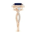 thumbnail image 3 of ANGARA Natural 2 Ct Oval Sapphire Twisted Vine Ring with Diamond Halo in 14K Rose Gold for Women (Size-9x7mm) | September Birthstone, Anniversary, Jewelry Gift for Women | Natural Blue Sapphire Ring, 3 of 10