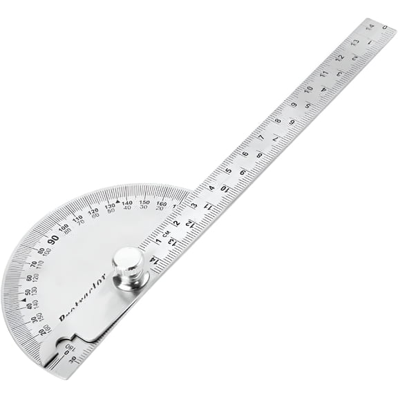 CCOCC Multifunctional Stainless Steel 180° Protractor Angle Finder with Measuring Arm and Folding Ruler for Painting and Drawing