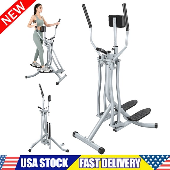 Air Walker Exercise Machine with LCD Monitor, Foldable Elliptical Machine, Stepper for Low Impact Cardio, Arm & Leg Workout, Home Gym Equipment for All Ages