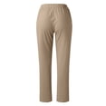 thumbnail image 5 of EDFBUYKRS Female Women Pants Casual Sweatpants for Women Petite Length Short Women Solid Linen Trouser Pant Casual Baggy Elastic Waist Trouser Wide Leg Pant with Pocket Fashion Pant Xxxxxl, 5 of 5