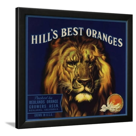 Hills Best Brand - Redlands, California - Citrus Crate Label Framed Print Wall Art By Lantern