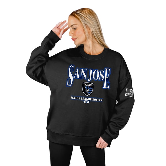 Women's Gameday Couture Black San Jose Earthquakes Oversized Players Only Black Label Premium Sweatshirt