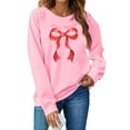 thumbnail image 3 of Women's Christmas Sweatshirts Fleece Xmas Holiday Tops Long Sleeve Shirts Crew Neck Pullover Sweater Blouses Light Warm Sweatshirt Fall Winter Outfits Y2K Clothes, 3 of 6