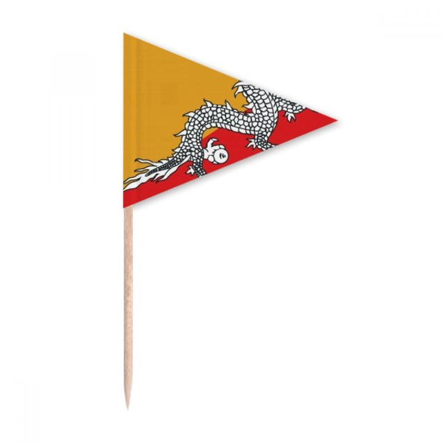 Bhutan National Flag Asia Country Toothpick Triangle Cupcake Toppers Flag
