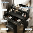 thumbnail image 4 of EDTara Vanity Desk With Mirror and Lights, Features 3 Color Modes, Cushioned Stool, 2 Spacious Drawers, and a Convenient Charging Station, Ideal Modern Dressing Table for Bedroom or Studio, 4 of 8