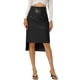 thumbnail image 1 of Falda de cuero lateral con cinturón y decoración de botón de nudo de cintura alta y bajo asimétrico para mujeres INSPIRE CHIC M negra, 1 of 6