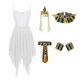 thumbnail image 3 of Conjunto de disfraz de Cleopatra egipcia para mujer, vestido con dobladillo asimétrico, cinturón, muñequeras, tocado para actuación en Halloween, 3 of 5