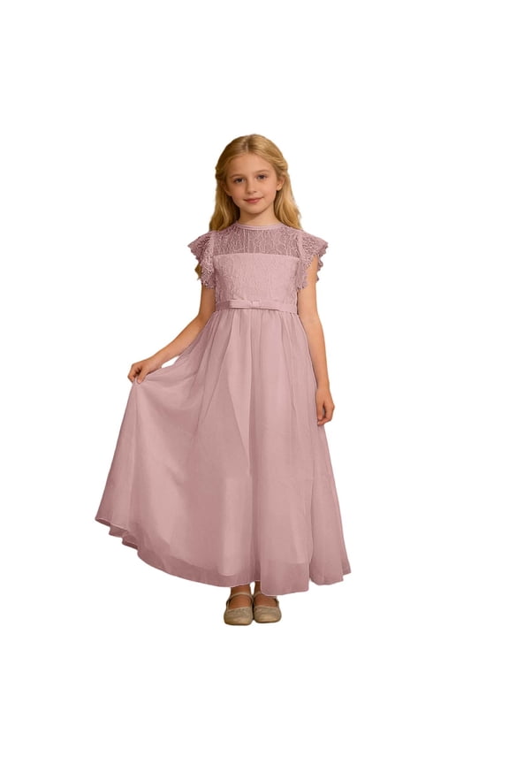Girls Dresses Girls Elegant Lace Satin Party Romper and Dress Ensemble for Occasions Lightweight Sheer Overlay Girl Couture Comfort Fit for Weddings Performances Pink US4