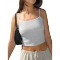 thumbnail image 4 of Opperiaya Hauts de Cami de Base pour Femmes Bretelles Spaghetti Sans Manches Contraste/couleur Unie Camisole, 4 of 9