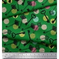 thumbnail image 2 of Soimoi Green Silk Fabric Circle & Keys Victorian Style Print Sewing Fabric BTY 42 Inch Wide, 2 of 3