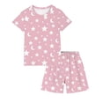 thumbnail image 3 of Pink Girls Homewear Set 2 Piece Soft Cozy Homewears Star and Moon Print Short Sleeve Top with Shorts 3-14 Years,Size 7 T, 3 of 8