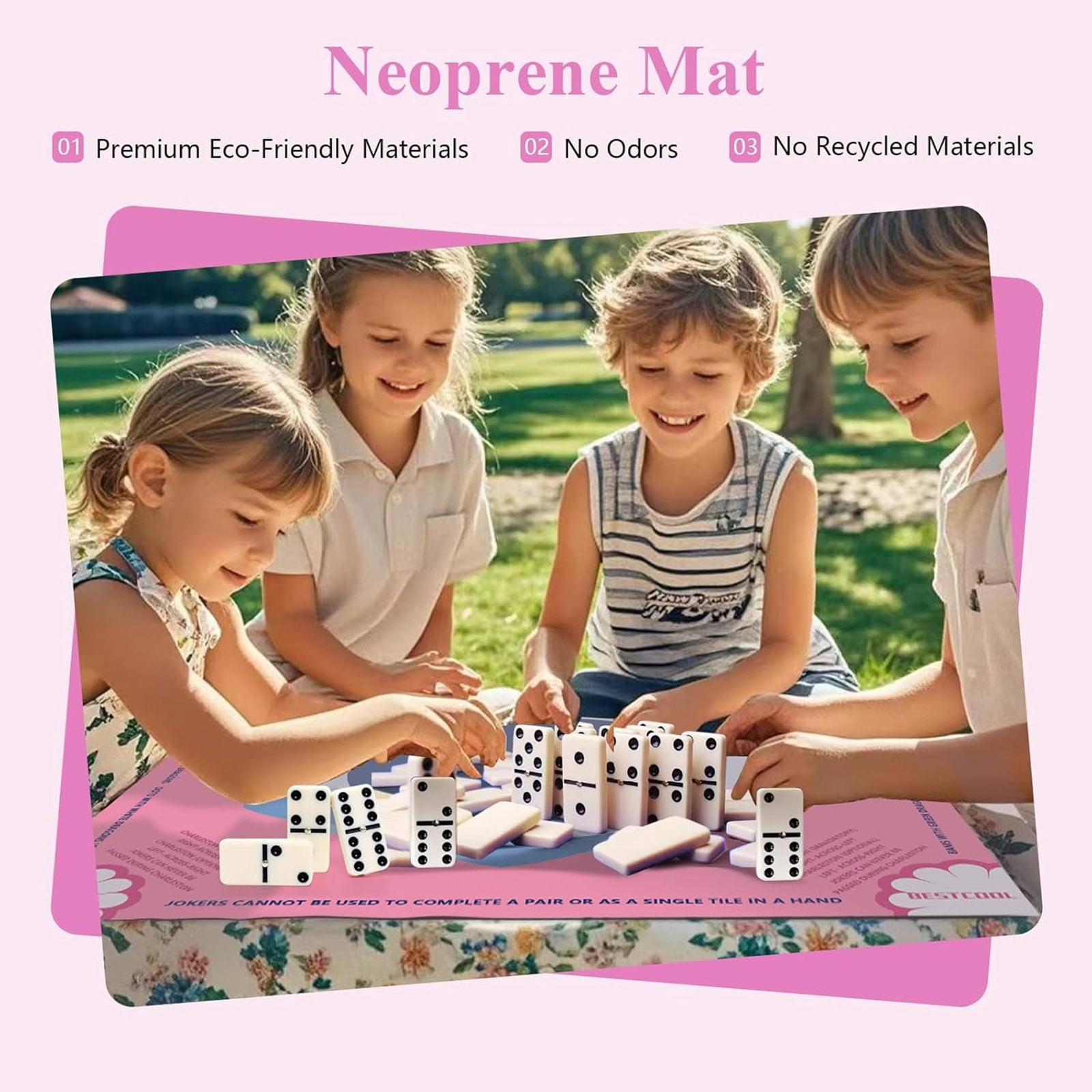 Mahjong Mat with Rules for Table, Odorless, Free of PAHs, Noise Reduction Mahjong Gift, No Creases American Mahjong Mat with Instructions, Anti-Slip