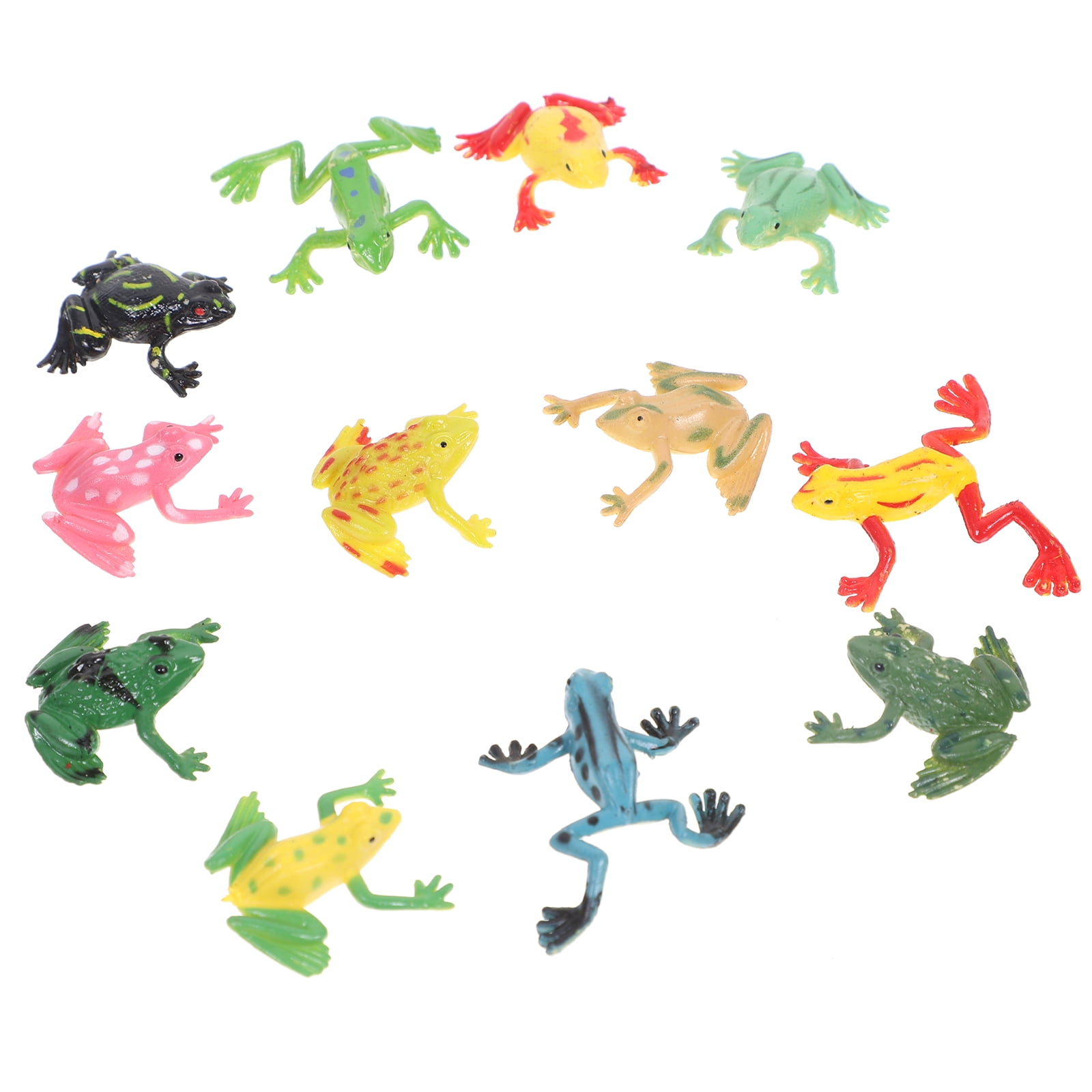 Plastic Small Frog Figures Simulation Decoration Kids Toy Colorful 12pcs  Gift
