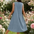thumbnail image 6 of Summer Dresses for Women Plus Size Crew Neck Sleeveless Solid Color Shift with Pockets Casual Summer Wedding Guest Dress Beach Vacation Clothes, 6 of 9