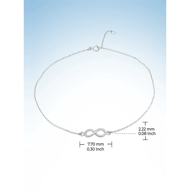 Infinity Anklet Bracelet Anklet Stelring Silver Adjustable Length, 11-inch Infinity Anklet Bracelet Anklet Stelring Silver Adjustable Length, 11-inch