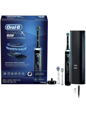 Oral-B GENIUS X Electric Toothbrush With 3 Oral-B Replacement Brush Heads & Toothbrush Case, Black| Genius X 10000