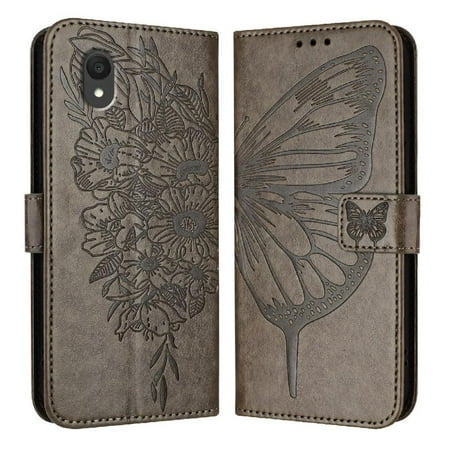 

Case for Tcl 201 Flip Cover Magnetic Embossing Butterfly Premium Leather